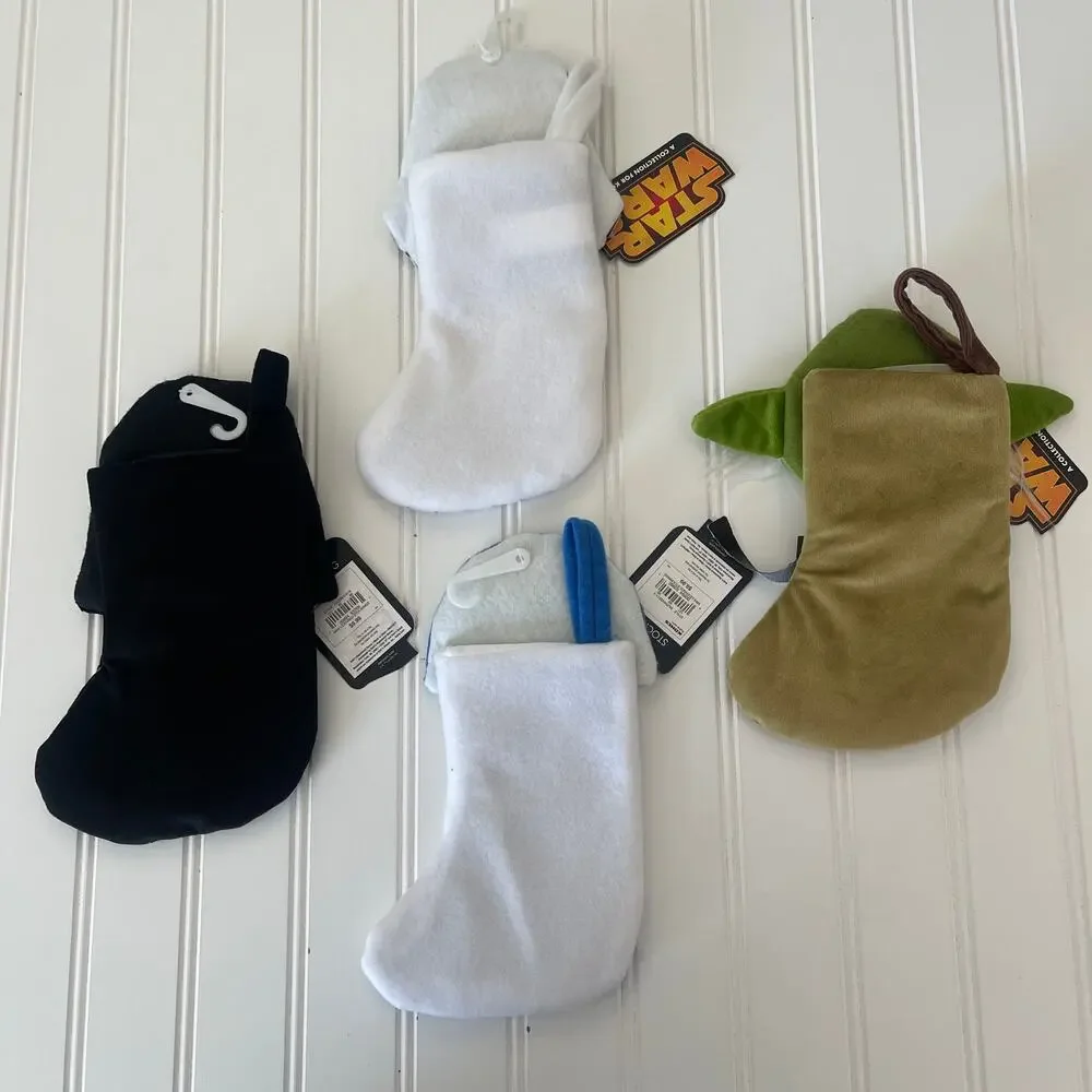 4 NWT Star Wars YODA R2D2 Darth Storm Stockings Ornaments PLUSH‎ Kohls Mini